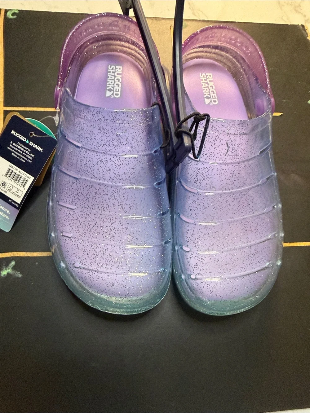 Rugged Shark Kids' Sparkle Purple Slip-On Clogs